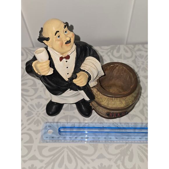 Butler Waiter Beer Barrel Holder Figurine – Bar/Desk Organizer - Picture 7 of 13